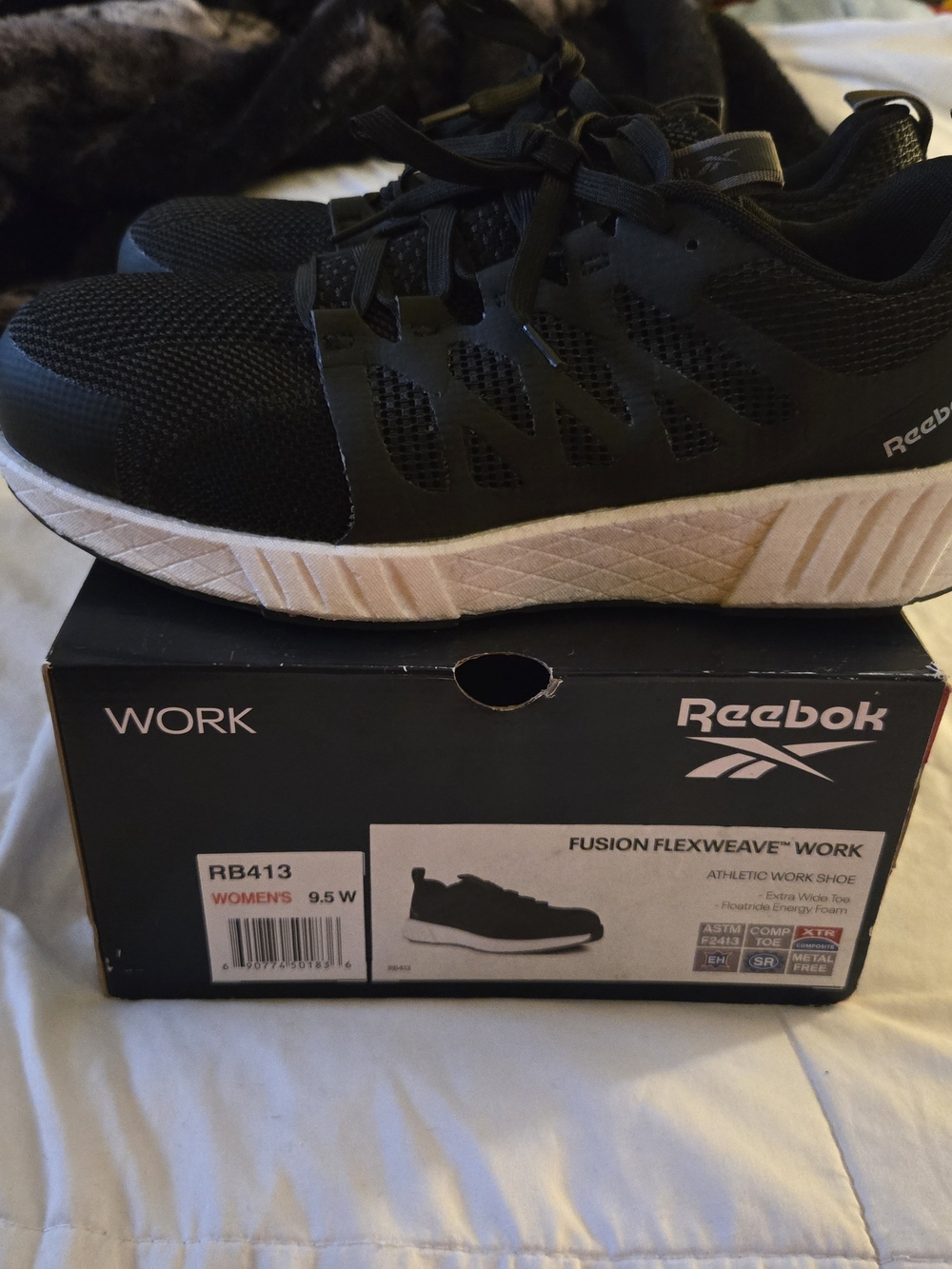 Reebok Women Work Shoe Black and White Athletic Work Shoes